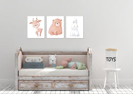 Nursery Animals Wall Art Prints Set - Home Decor For Kids, Child, Children, Baby or Toddlers Room - Gift for Newborn Baby Shower | Set of 3 - Unframed- 8x10 Photos