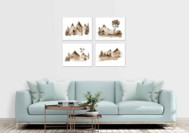 Landscape Forest Mountain Peak Wall Art Prints Set - Ideal Gift For Family Room Kitchen Play Room Wall Décor Birthday Wedding Anniversary | Set of 4 - Unframed- 8x10 Photos