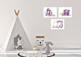 Books Reading Floral Wall Art Prints Set - Home Decor For Kids, Child, Children, Baby or Toddlers Room - Gift for Newborn Baby Shower | Set of 3 - Unframed- 8x10 Photos