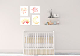 Watercolor Weather Signs Wall Art Prints Set - Home Decor For Kids, Child, Children, Baby or Toddlers Room - Gift for Newborn Baby Shower | Set of 4 - Unframed- 8x10 Photos