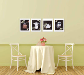Coffee Maker & Seed Foliage Kitchen Wall Art Prints Set - Ideal Gift For Family Room Kitchen Play Room Wall Décor Birthday Wedding Anniversary | Set of 4 - Unframed- 8x10 Photos