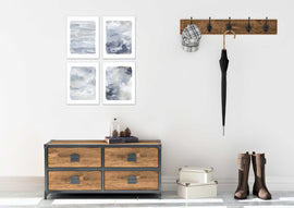 Blue Watercolor Art Marble Style Wall Art Prints Set - Ideal Gift For Family Room Kitchen Play Room Wall Décor Birthday Wedding Anniversary | Set of 4 - Unframed- 8x10 Photos