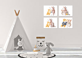 Karaoke Nursery Animals Wall Art Prints Set - Home Decor For Kids, Child, Children, Baby or Toddlers Room - Gift for Newborn Baby Shower | Set of 4 - Unframed- 8x10 Photos