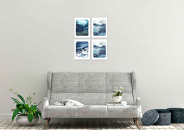 Blue Ocean Watercolor Wall Art Prints Set - Ideal Gift For Family Room Kitchen Play Room Wall Décor Birthday Wedding Anniversary | Set of 4 - Unframed- 8x10 Photos