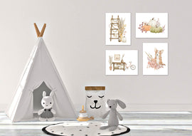 Dog Pumpkin Table & Reindeer Autumn Farmhouse Wall Art Prints Set - Ideal Gift For Family Room Kitchen Play Room Wall Décor Birthday Wedding Anniversary | Set of 4 - Unframed- 8x10 Photos
