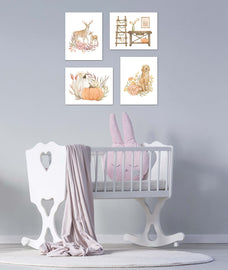 Dog Pumpkin Table & Reindeer Autumn Farmhouse Design Wall Art Prints Set - Ideal Gift For Family Room Kitchen Play Room Wall Décor Birthday Wedding Anniversary | Set of 4 - Unframed- 8x10 Photos