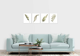 Botanical Plant Green Leaf Foliage Wall Art Prints Set - Ideal Gift For Family Room Kitchen Play Room Wall Décor Birthday Wedding Anniversary | Set of 4 - Unframed- 8x10 Photos
