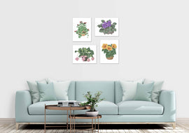 Beautiful Potted Plants Floral Wall Art Prints Set - Ideal Gift For Family Room Kitchen Play Room Wall Décor Birthday Wedding Anniversary | Set of 4 - Unframed- 8x10 Photos