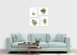 Beautiful Potted Plants Floral Design Wall Art Prints Set - Ideal Gift For Family Room Kitchen Play Room Wall Décor Birthday Wedding Anniversary | Set of 4 - Unframed- 8x10 Photos