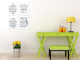 Gray Adventure Motivational and Inspirational Quotes Wall Art Prints Set - Ideal Gift For Family Room Kitchen Play Room Wall Décor Birthday Wedding Anniversary | Set of 4 - Unframed- 8x10 Photos