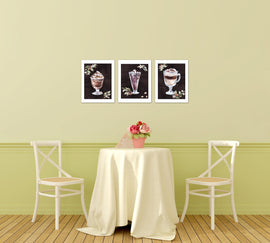 Cold Coffee Drink With Seed Foliage Kitchen Wall Art Prints Set - Ideal Gift For Family Room Kitchen Play Room Wall Décor Birthday Wedding Anniversary | Set of 3 - Unframed- 8x10 Photos