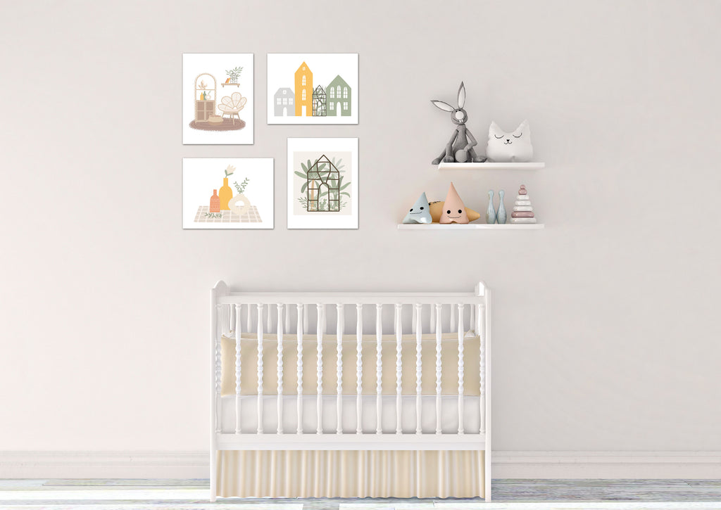 Beautiful Home Designs Wall Art Prints Set - Home Decor For Kids, Child, Children, Baby or Toddlers Room - Gift for Newborn Baby Shower | Set of 4 - Unframed- 8x10 Photos