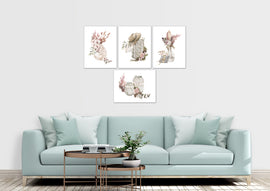 Southern Watercolor Accents Floral Wall Art Prints Set - Ideal Gift For Family Room Kitchen Play Room Wall Décor Birthday Wedding Anniversary | Set of 4 - Unframed- 8x10 Photos