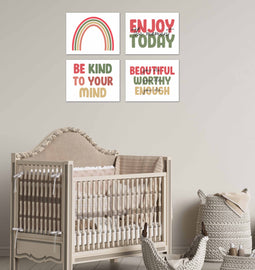 Kind to Self Inspirational Motivational Quote Wall Art Prints Set - Ideal Gift For Family Room Kitchen Play Room Wall Décor Birthday Wedding Anniversary | Set of 4 - Unframed- 8x10 Photos