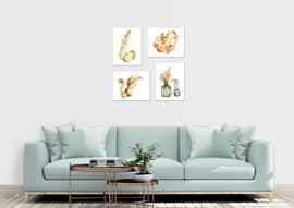 Multicolor African Vases Flower Canvas Floral Wall Art Prints Set - Ideal Gift For Family Room Kitchen Play Room Wall Décor Birthday Wedding Anniversary | Set of 4 - Unframed- 8x10 Photos