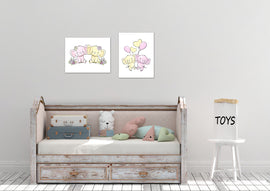 Elephant Twin Nursery Wall Art Prints Set - Home Decor For Kids, Child, Children, Baby or Toddlers Room - Gift for Newborn Baby Shower | Set of 3 - Unframed- 8x10 Photos