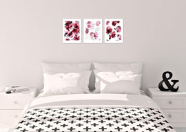 Beautiful Red Rose Pattern Wall Art Prints Set - Ideal Gift For Family Room Kitchen Play Room Wall Décor Birthday Wedding Anniversary | Set of 3 - Unframed- 8x10 Photos