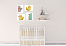Load image into Gallery viewer, Duck Elephant &amp; Garaph Bath Shower Time Nursery Wall Art Prints Set - Home Decor For Kids, Child, Children, Baby or Toddlers Room - Gift for Newborn Baby Shower | Set of 4 - Unframed- 8x10 Photos