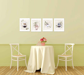 Coffee & Seed Foliage Kitchen Wall Art Prints Set - Ideal Gift For Family Room Kitchen Play Room Wall Décor Birthday Wedding Anniversary | Set of 4 - Unframed- 8x10 Photos