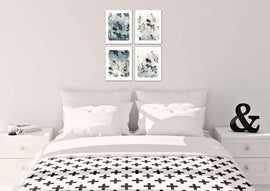 Floral Grey Roses Print Wall Art Prints Set - Ideal Gift For Family Room Kitchen Play Room Wall Décor Birthday Wedding Anniversary | Set of 4 - Unframed- 8x10 Photos