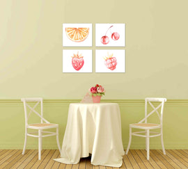 Modern Art Watercolor Fruit Print Wall Art Prints Set - Ideal Gift For Family Room Kitchen Play Room Wall Décor Birthday Wedding Anniversary | Set of 4 - Unframed- 8x10 Photos