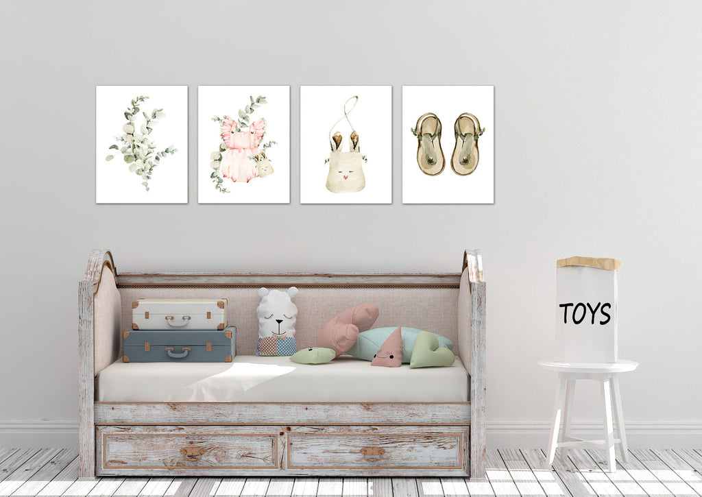Frok Bag & Sandle Boho Nursery Wall Art Prints Set - Home Decor For Kids, Child, Children, Baby or Toddlers Room - Gift for Newborn Baby Shower | Set of 4 - Unframed- 8x10 Photos