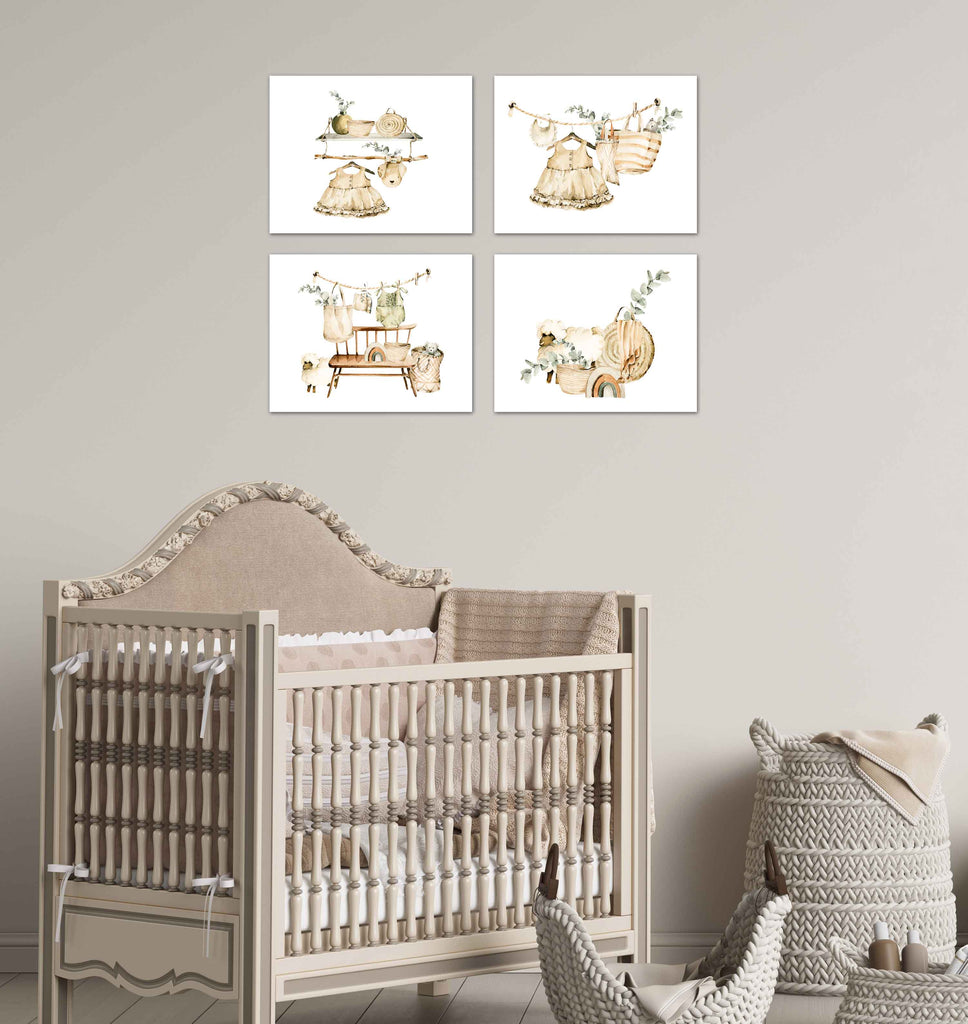 Baby items & tablles Boho Nursery Wall Art Prints Set - Home Decor For Kids, Child, Children, Baby or Toddlers Room - Gift for Newborn Baby Shower | Set of 4 - Unframed- 8x10 Photos