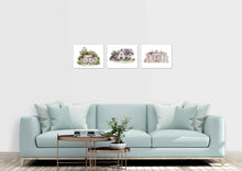 Load image into Gallery viewer, Souther Plantation Houses Watercolor Wall Art Prints Set - Ideal Gift For Family Room Kitchen Play Room Wall Décor Birthday Wedding Anniversary | Set of 3 - Unframed- 8x10 Photos