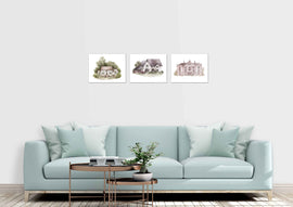 Souther Plantation Houses Watercolor Wall Art Prints Set - Ideal Gift For Family Room Kitchen Play Room Wall Décor Birthday Wedding Anniversary | Set of 3 - Unframed- 8x10 Photos