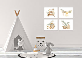 Farmhouse Boho Nursery Baby Products Wall Art Prints Set - Home Decor For Kids, Child, Children, Baby or Toddlers Room - Gift for Newborn Baby Shower | Set of 4 - Unframed- 8x10 Photos