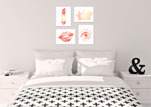 Load image into Gallery viewer, Lips lipstick Crown &amp; Eyes Beauty Wall Art Prints Set - Ideal Gift For Family Room Kitchen Play Room Wall Décor Birthday Wedding Anniversary | Set of 4 - Unframed- 8x10 Photos