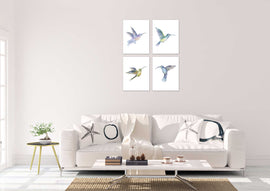 Beautiful Nursery Humming Birds Wall Art Prints Set - Home Decor For Kids, Child, Children, Baby or Toddlers Room - Gift for Newborn Baby Shower | Set of 4 - Unframed- 8x10 Photos