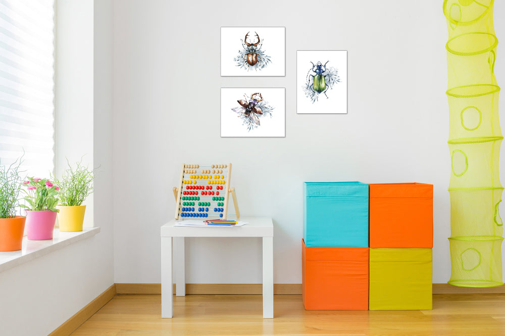 Coleoptera Beetles Posters Wall Art Prints Set - Home Decor For Kids, Child, Children, Baby or Toddlers Room - Gift for Newborn Baby Shower | Set of 3 - Unframed- 8x10 Photos
