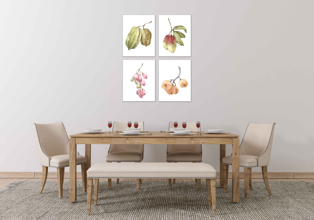Multicoloured Berries Wall Art Prints Set - Ideal Gift For Family Room Kitchen Play Room Wall Décor Birthday Wedding Anniversary | Set of 4 - Unframed- 8x10 Photos