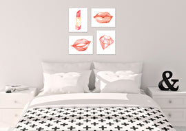 Lips lipstick Diamond Cosmetic Beauty Wall Art Prints Set - Ideal Gift For Family Room Kitchen Play Room Wall Décor Birthday Wedding Anniversary | Set of 4 - Unframed- 8x10 Photos