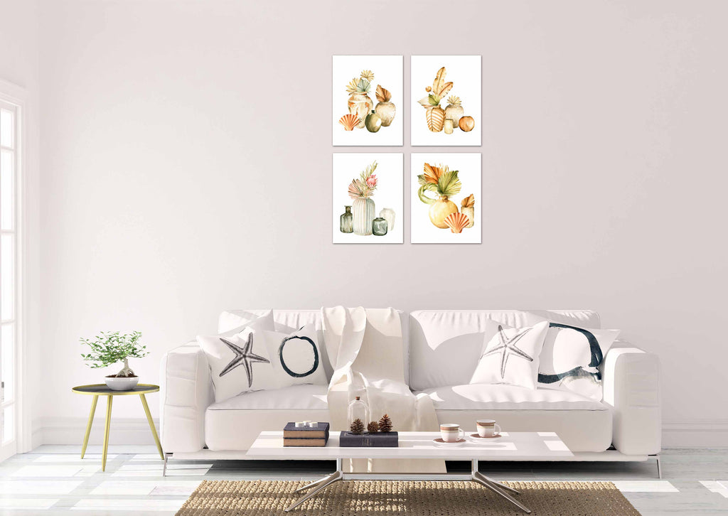 Multicolor African Vases Flower Canvas Floral Print Wall Art Prints Set - Ideal Gift For Family Room Kitchen Play Room Wall Décor Birthday Wedding Anniversary | Set of 4 - Unframed- 8x10 Photos