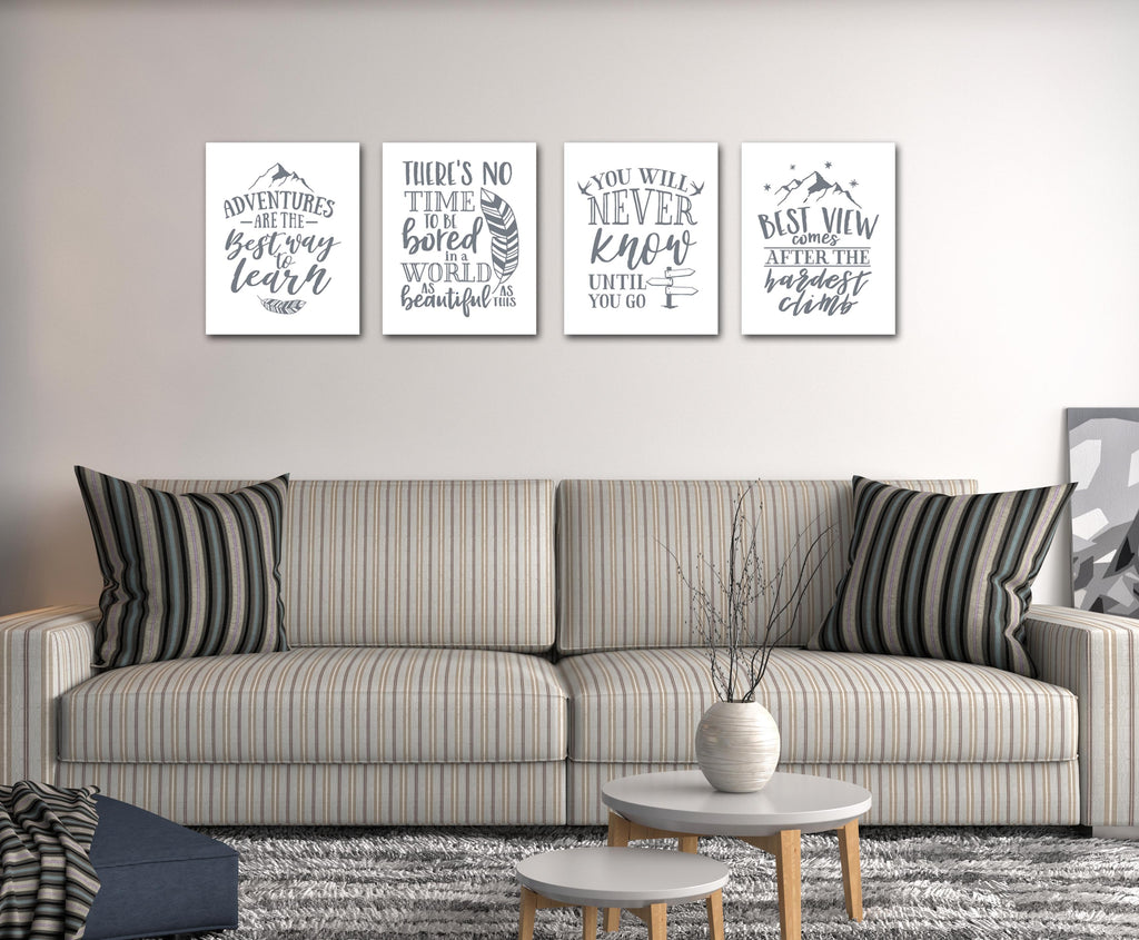 Gray Adventure Motivational and Inspirational Quotes Wall Art