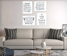 Load image into Gallery viewer, Gray Travel Adventure Motivational &amp; Inspirational Quotes Wall Art Prints Set - Ideal Gift For Family Room Kitchen Play Room Wall Décor Birthday Wedding Anniversary | Set of 4 - Unframed- 8x10 Photos