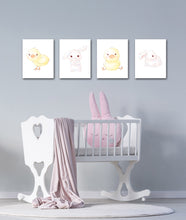 Load image into Gallery viewer, Bunny Chick Wall Art Prints Set - Home Decor For Kids, Child, Children, Baby or Toddlers Room - Gift for Newborn Baby Shower | Set of 2 - Unframed- 8x10 Photos