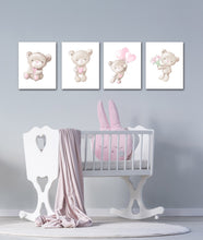 Load image into Gallery viewer, Nursery Teddy Bears Wall Art Prints Set - Home Decor For Kids, Child, Children, Baby or Toddlers Room - Gift for Newborn Baby Shower | Set of 4 - Unframed- 8x10 Photos