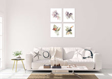 Load image into Gallery viewer, Humming Bird Sparrow Parrots &amp; Foliage Nursery Wall Art Prints Set - Home Decor For Kids, Child, Children, Baby or Toddlers Room - Gift for Newborn Baby Shower | Set of 4 - Unframed- 8x10 Photos