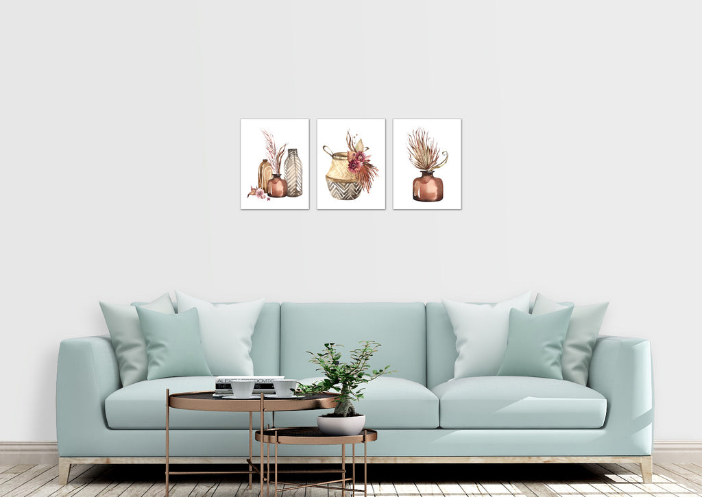 African Pottery Themed Wall Art Prints Set - Ideal Gift For Family Room Kitchen Play Room Wall Décor Birthday Wedding Anniversary | Set of 3 - Unframed- 8x10 Photos