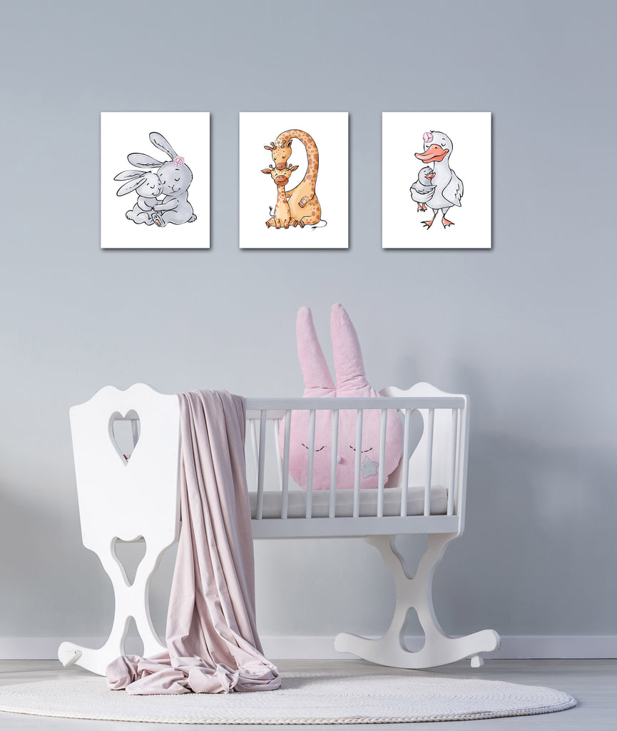 Mom and Baby Wall Art Prints Set - Home Decor For Kids, Child, Children, Baby or Toddlers Room - Gift for Newborn Baby Shower | Set of 4 - Unframed- 8x10 Photos
