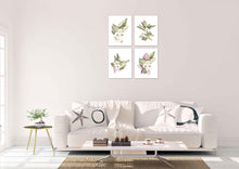 Load image into Gallery viewer, Botanical Plants Green, White &amp; Purple Foliage Wall Art Prints Set - Ideal Gift For Family Room Kitchen Play Room Wall Décor Birthday Wedding Anniversary | Set of 4 - Unframed- 8x10 Photos