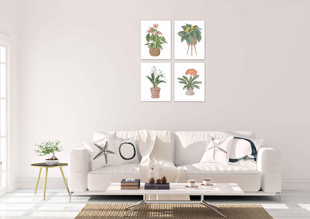 Beautiful Potted Plants Wall Art Prints Set - Ideal Gift For Family Room Kitchen Play Room Wall Décor Birthday Wedding Anniversary | Set of 4 - Unframed- 8x10 Photos