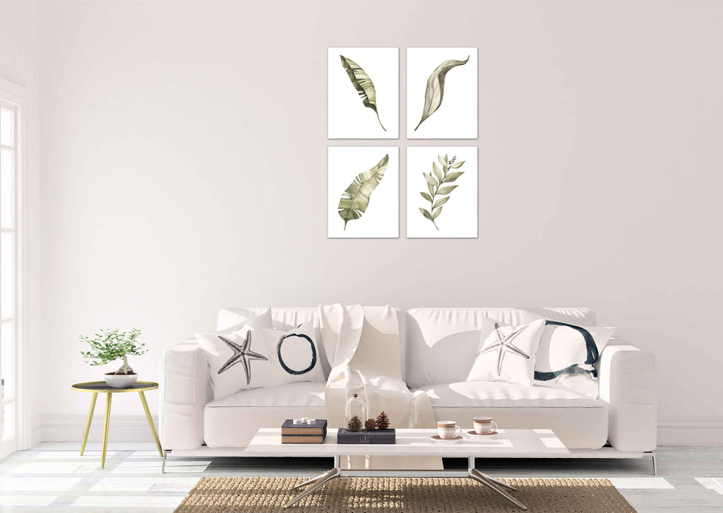 Botanical Plant Green Leaf Foliage Wall Art Prints Set - Ideal Gift For Family Room Kitchen Play Room Wall Décor Birthday Wedding Anniversary | Set of 4 - Unframed- 8x10 Photos