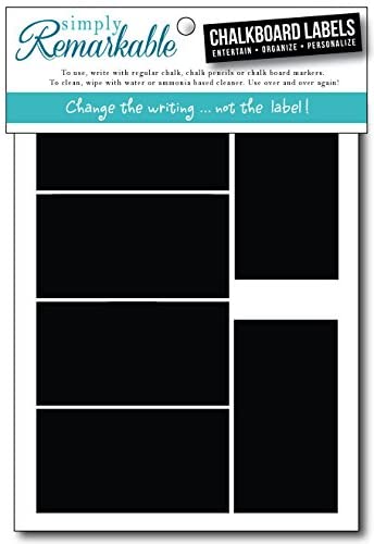 Reusable Chalk Labels - 18 Rectangle Shape 3.25" x 1.75" Adhesive Chalkboard Stickers, Light Material with Removable Adhesive and Smooth Writing Surface. Can be Wiped Clean and Reused