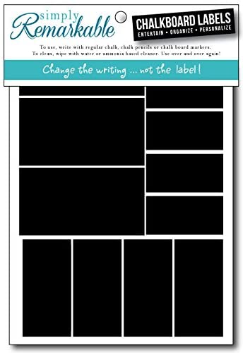 22 Rectangle Shape Adhesive Chalkboard Stickers in 3 Sizes,Labels are Dishwasher Safe - Wipe Clean and Reused, Organizing, Decorating, Crafts, Personalized Hostess Gifts, Wedding Party Favors