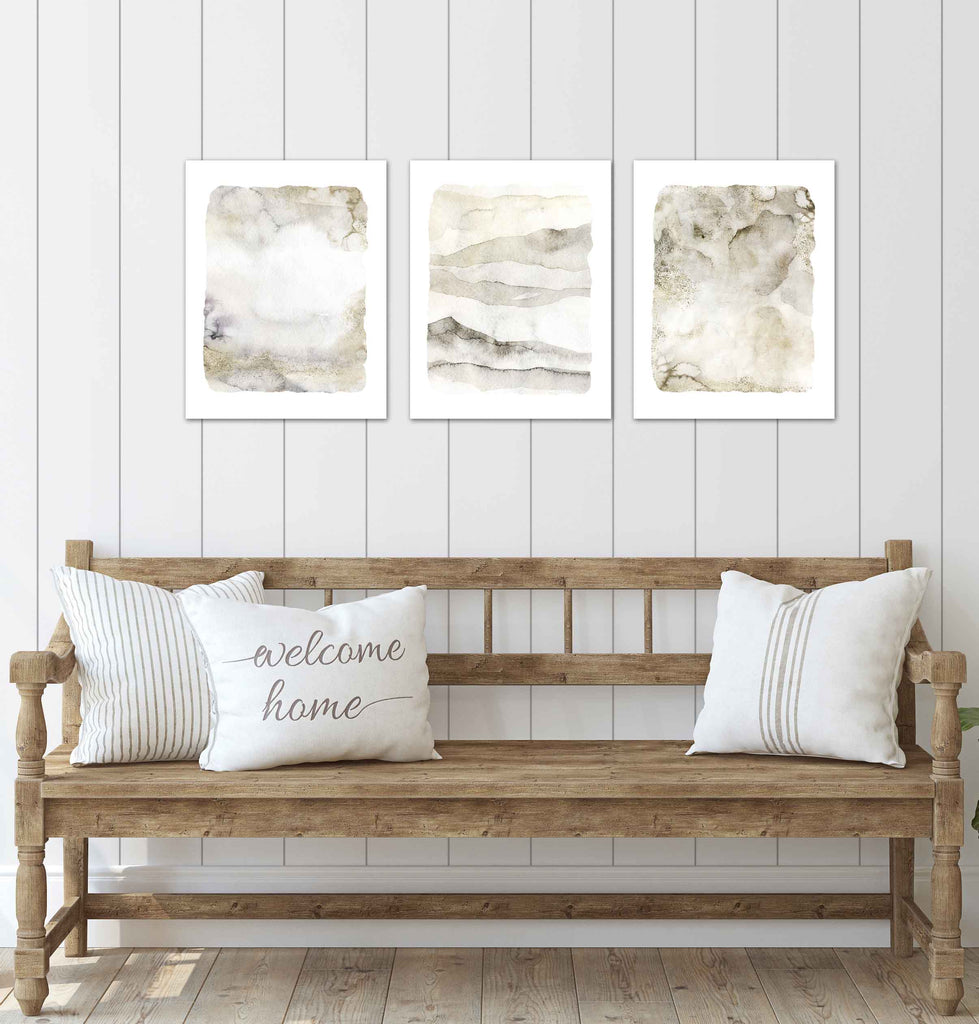 Watercolor Art Marble Design Wall Art Prints Set - Ideal Gift For Family Room Kitchen Play Room Wall Décor Birthday Wedding Anniversary | Set of 3 - Unframed- 8x10 Photos