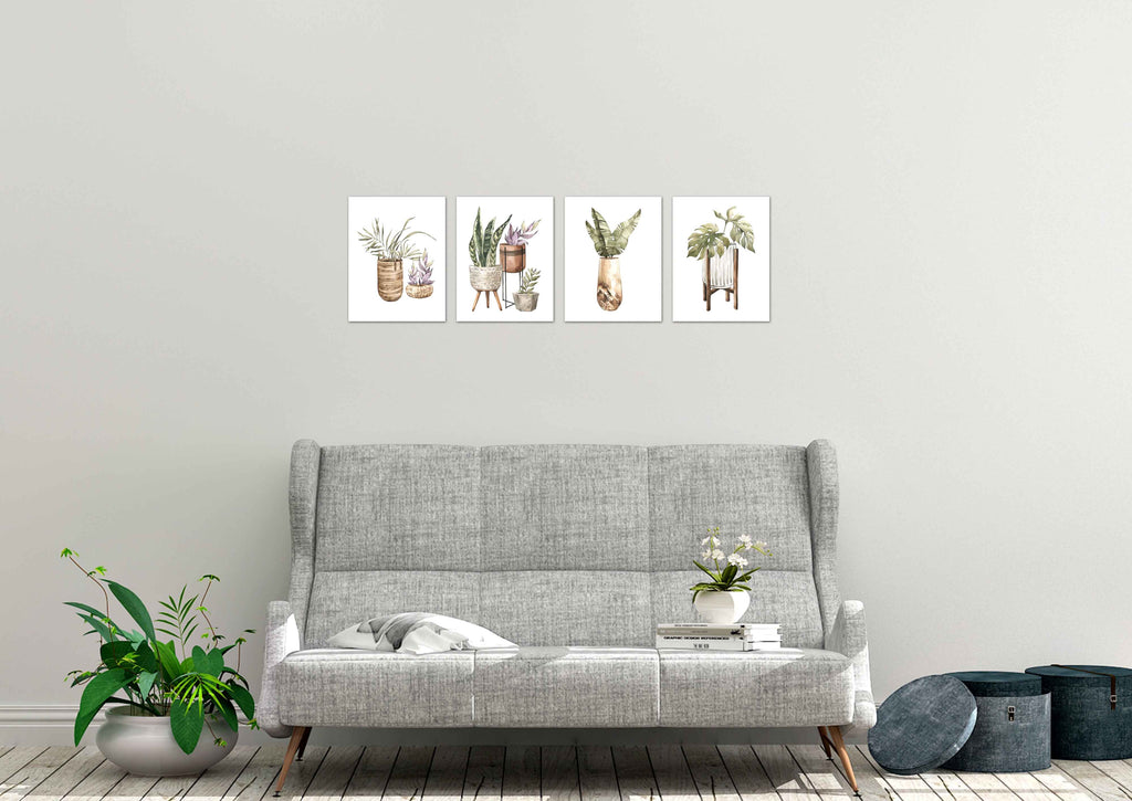 Plant Stands Wall Art Prints Set - Ideal Gift For Family Room Kitchen Play Room Wall Décor Birthday Wedding Anniversary | Set of 4 - Unframed- 8x10 Photos